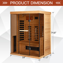 EROMMY Infrared Sauna 3 Person with Full Spectrum Heaters for Home or Gym