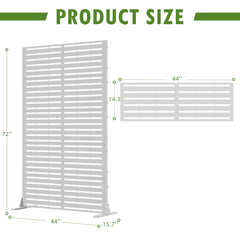EROMMY 72''H×47'' Metal Privacy Screen, Freestanding Outdoor Privacy Screen with Upgraded Thickened Posts & Panels and Heavy Base, White Louvered(Consist of 5 Panels)