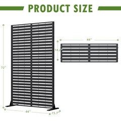 EROMMY 72" H×44" W Metal Privacy Screen, Free Standing Privacy Screen with Stable Heavy Base for Deck, Porch, Patio, Outdoor and Balcony, Black Louvered (Consist of 5 Panels)