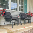 EROMMY 3-Piece Patio Bistro Set with Glass Top Table & 2 Ergonomic Armchairs, Black-Erommy