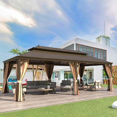 EROMMY 12X24 Hardtop Privacy Gazebo with Insect Screen-Erommy