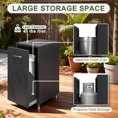 EROMMY 5-Piece Modular Outdoor Kitchen Island with Sink, Large Storage Cabinet & Shelf, Pull-Out Trash Drawer and Grill Stand, Outdoor Storage Kitchen Set for BBQ, Deck, Backyard, Black