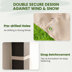 12FT X 12FT Pergola Winter Cover, All-Season Pergola Accessory, Outdoor Pergola Cover with Sidewalls and Mesh Windows, Waterproof Enclosure for Weather Protection, Fits Most Pergola Sizes, Beige