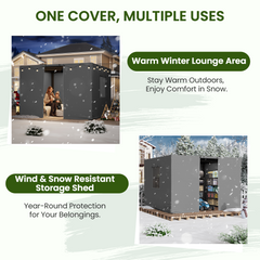 12FT X 12FT Pergola Winter Cover, All-Season Pergola Accessory, Outdoor Pergola Cover with Sidewalls and Mesh Windows, Waterproof Enclosure for Weather Protection, Fits Most Pergola Sizes