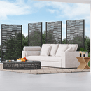 EROMMY 72" H Metal Privacy Screen, Freestanding Outdoor Privacy Screen with Upgraded Thickened Posts & Panels and Heavy Base, Black Linear(Consist of 5 Panels)