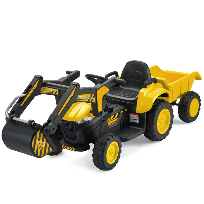 EROMMY Electric Ride on Excavator with Electric Digging Arm, 4WD Motors, 12V Battery, Remote Control, and Bluetooth – Perfect Gift for Kids Ages 3-7-Erommy