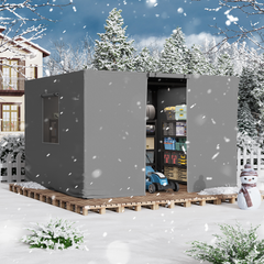 12FT X 12FT Pergola Winter Cover, All-Season Pergola Accessory, Outdoor Pergola Cover with Sidewalls and Mesh Windows, Waterproof Enclosure for Weather Protection, Fits Most Pergola Sizes