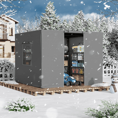 10FT X 12FT Pergola Winter Cover, All-Season Pergola Accessory, Outdoor Pergola Cover with Sidewalls and Mesh Windows, Waterproof Enclosure for Weather Protection, Fits Most Pergola Sizes