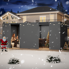 10FT X 20FT Pergola Winter Cover, All-Season Pergola Accessory, Outdoor Pergola Cover with Sidewalls and Mesh Windows, Waterproof Enclosure for Weather Protection, Fits Most Pergola Size, Gray