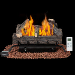 EROMMY 24 Inch Ventless Fireplace Logs Set, Only Used for LP/Propane, Brown