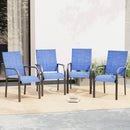 EROMMY Patio Chairs Set of 4, 330 LBS Capacity, 17.83" Widened Outdoor Dining Chairs with All Weather Quick-Drying Textilene & Metal Frame, Blue