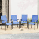 EROMMY Patio Chairs Set of 4, 330 LBS Capacity, 17.83" Widened Outdoor Dining Chairs with All Weather Quick-Drying Textilene & Metal Frame, Blue