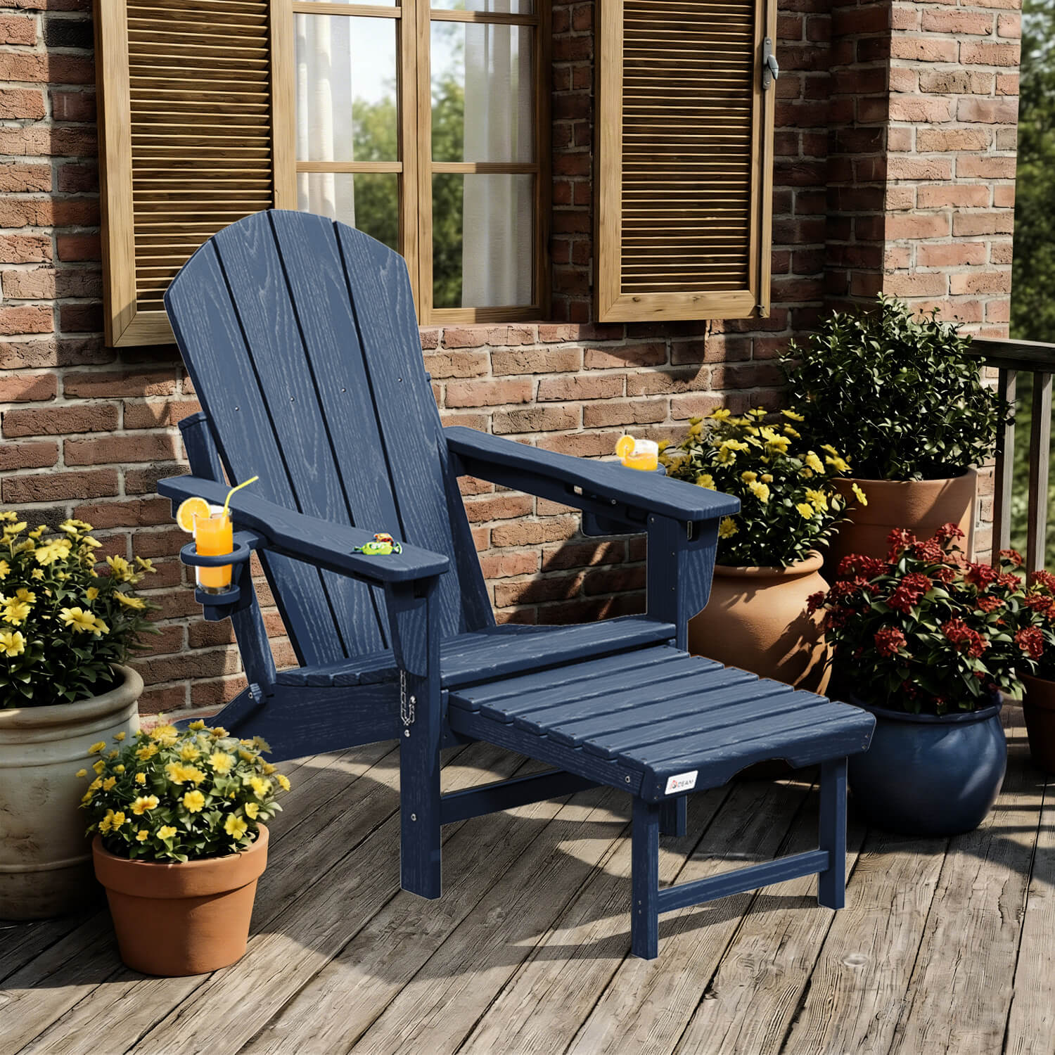 EROMMY 3-Level Adjustable Adirondack Chair with Retractable