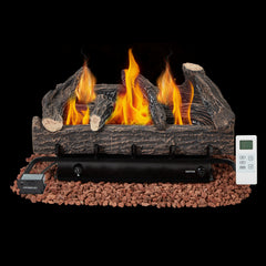 EROMMY 27 Inch Ventless Fireplace Logs Set, Only Used for Natural Gas, Brown