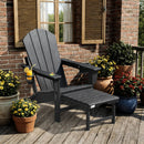 EROMMY 3-Level Adjustable Adirondack Chair with Retractable Ottoman, Folding HDPE Outdoor Chair with Cup Holders, Black