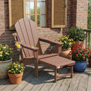 EROMMY 3-Level Adjustable Adirondack Chair with Retractable Ottoman, Folding HDPE Outdoor Chair with Cup Holders, Teak