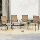 EROMMY Patio Chairs Set of 4, 330 LBS Capacity, 17.83" Widened Outdoor Dining Chairs with All Weather Quick-Drying Textilene & Metal Frame, Brown