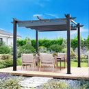 EROMMY Retractable Pergola 10x10 Ft, Upgraded Sun Shade with Waterproof Canopy, Durable Metal Patio Shelter with Magnetic Attachment for Backyard Garden Deck (Gary)