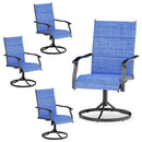 EROMMY Patio Swivel Chairs Set of 4, 360° Swivel, 15° Rocking, Outdoor Dining Chairs with Padded All Weather Quick-Drying Textilene High Back & Metal Frame, Blue