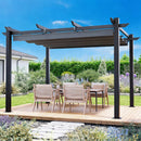 EROMMY Retractable Pergola 10x12 Ft, Upgraded Sun Shade with Waterproof Canopy, Durable Metal Patio Shelter with Magnetic Attachment for Backyard Garden Deck (Gary)