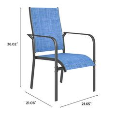 EROMMY 6 Pack Outdoor Dining Chairs, Stackable Patio Chairs with Breathable Textilene & Durable Metal Frame, Blue