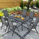 EROMMY 7-Piece Patio Dining Set: Durable Aluminum Chairs & Metal Table, All-Weather Outdoor Furniture(Dark Gray)-Erommy