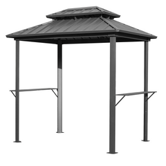 EROMMY Grill Gazebo 8 x 6 FT, Outdoor Barbecue Gazebo with Double Galvanized Steel Roof, Aluminum Grill Canopy with Shelves for Patio, Lawn, Garden