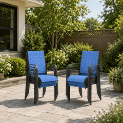 EROMMY 6 Pack Outdoor Dining Chairs, Stackable Patio Chairs with Breathable Textilene & Durable Metal Frame, Blue