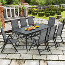 EROMMY 9-Piece Patio Dining Set: Durable Aluminum Chairs & Metal Table, All-Weather Outdoor Furniture(Dark Gray)-Erommy