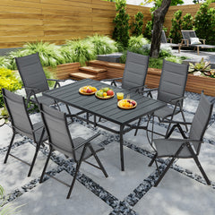 EROMMY 7-Piece Patio Dining Set: Durable Aluminum Chairs & Metal Table, All-Weather Outdoor Furniture(Dark Gray)-Erommy