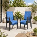 EROMMY 6 Pack Outdoor Dining Chairs, Stackable Patio Chairs with Breathable Textilene & Durable Metal Frame, Blue
