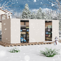 10FT X 20FT Pergola Winter Cover, All-Season Pergola Accessory, Outdoor Pergola Cover with Sidewalls and Mesh Windows, Waterproof Enclosure for Weather Protection, Fits Most Pergola Sizes