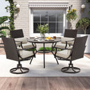 EROMMY 5-Piece Patio Dining Set, 4 Swivel Chairs & Large Round Table for Backyard, Deck, Patio