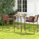 EROMMY 3-Piece Patio Wicker Bar Set, Rattan Bar Table & Stools with Cushion Covers (Blue/Gray)