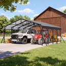 EROMMY 20x20 FT Heavy Duty Metal Carport with Reinforced Steel Braces & Galvanized Steel Roof and Frame, Sturdy Car Shed in All Weathers, Easy Assembly Car Shelter for 2 Cars, SUV, Tractors and Boat