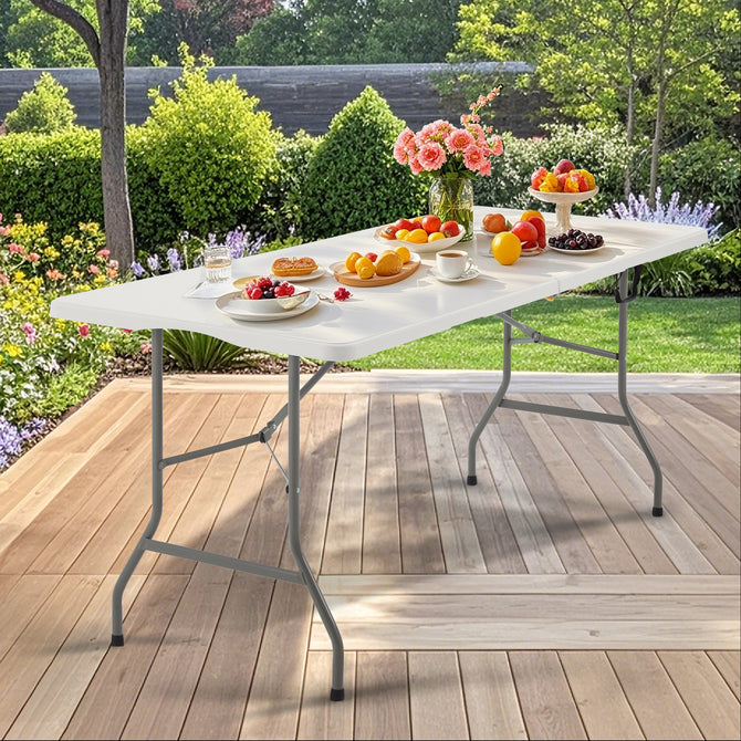 EROMMY White Folding Table - Durable, Lightweight, and Easy to Store, Ideal for Indoor/Outdoor Use and Events-Erommy