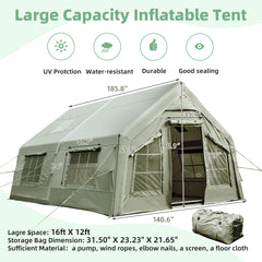 EROMMY 10-12 Person Extra Large 4 season Tent with Stove Jack, Green – 15.7X11.8-Erommy