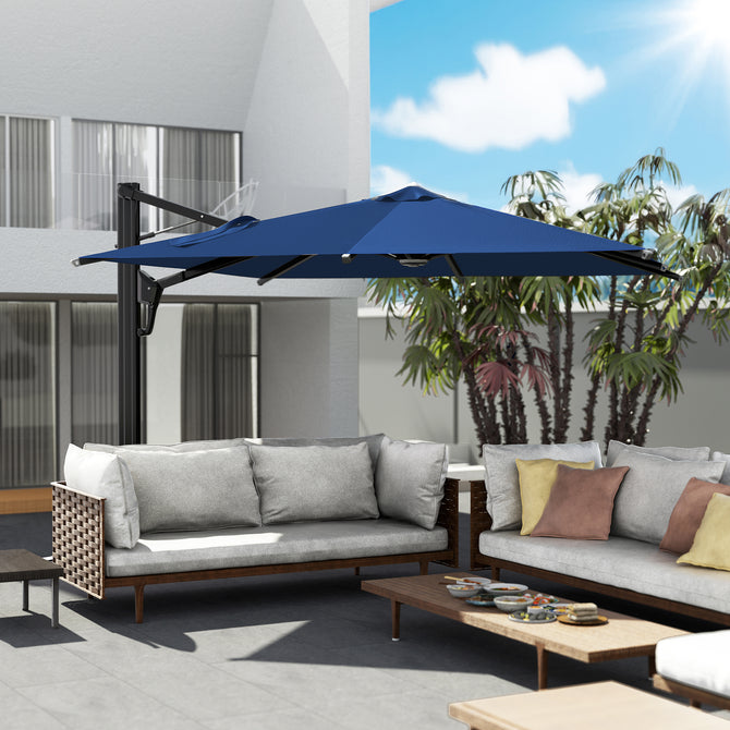 EROMMY 10X10 Patio Umbrella with Hydraulic Handle - Navy-Erommy