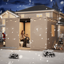 12FT X 12FT Pergola Winter Cover, All-Season Pergola Accessory, Outdoor Pergola Cover with Sidewalls and Mesh Windows, Waterproof Enclosure for Weather Protection, Fits Most Pergola Sizes, Beige