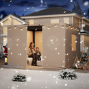 12FT X 12FT Pergola Winter Cover, All-Season Pergola Accessory, Outdoor Pergola Cover with Sidewalls and Mesh Windows, Waterproof Enclosure for Weather Protection, Fits Most Pergola Sizes, Beige