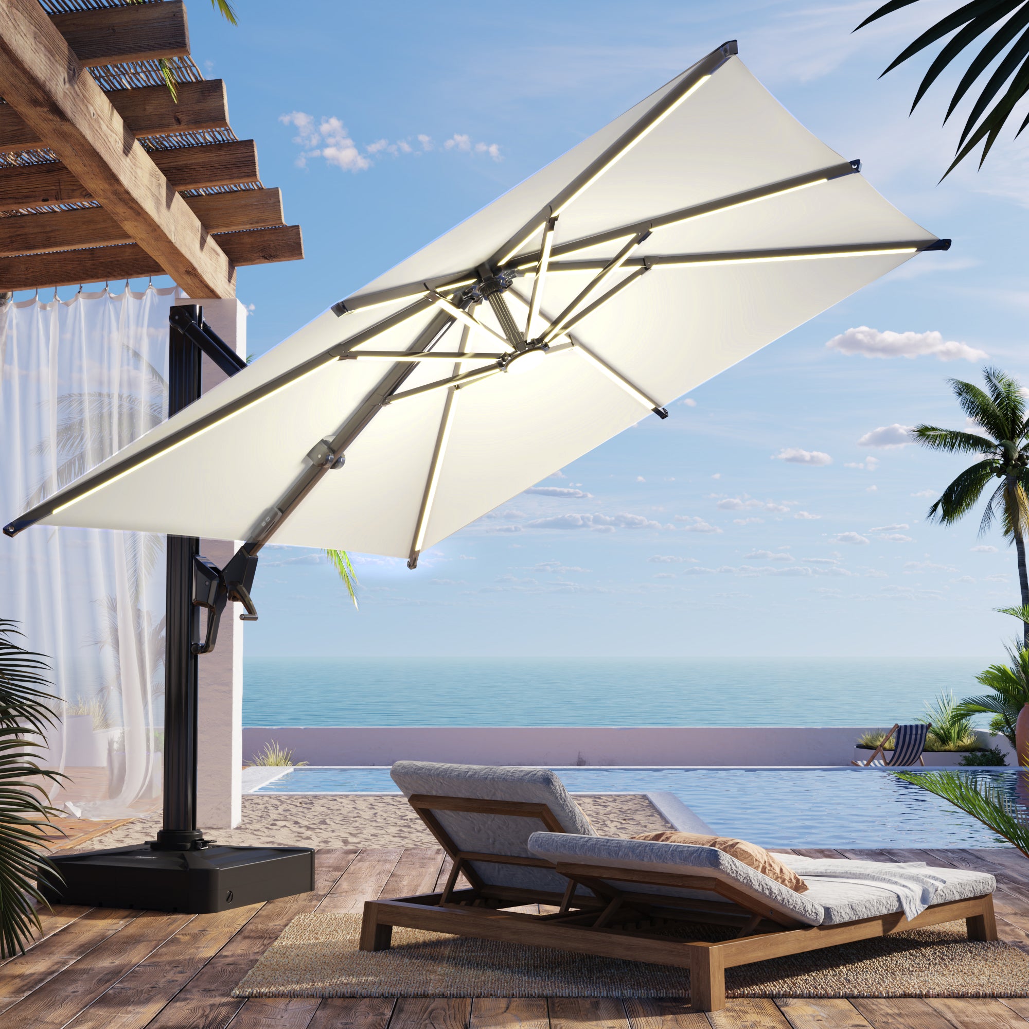 Outdoor Weather-resistant Umbrella| Solar LED