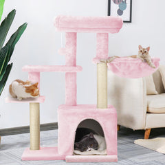 EROMMY 33" Multi-Level Cat Tree Cat Tower for Indoor Cats, Cat Condo with Scratching Post, Pink