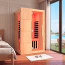 EROMMY 2-Person Indoor Infrared Sauna for Home, Far Infrared Sauna with Red Light Therapy, Chromotherapy Lighting, 6 Carbon Heaters & Bluetooth Speaker, Natural Wood