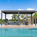 EROMMY 10x20 Aluminum Louvered Pergola with Pull-down Screen – Grey-Erommy