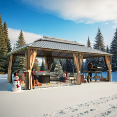 EROMMY 14X24 Hardtop Grill Gazebo with Netting and Sides-Erommy