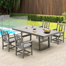 EROMMY 1 Medium Table and 4 armchairs set, Patio Conversation Table For 4-6 Persons With Weather Resistant, Grey-Erommy