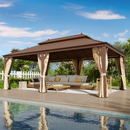 EROMMY 14X22 Hardtop Grill Gazebo with Netting and Sides-Erommy