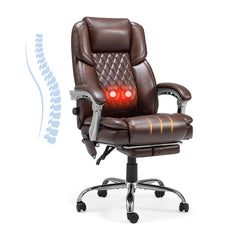 Executive Office Chair, Ergonomic Desk Chair Big and Tall Massage and Heated for Home Office, Brown | erommy Furniture