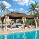 EROMMY 14X22 Hardtop Grill Gazebo with Netting and Sides-Erommy