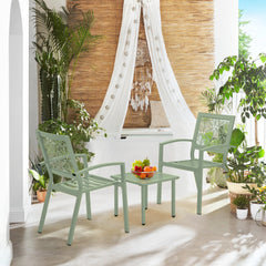 EROMMY 3-Piece Outdoor Bistro Set ¨C Metal Chairs & Table, Sage Green-Erommy